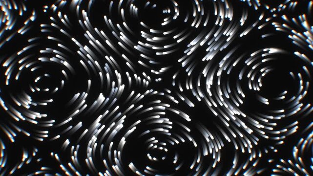 Glowing neon streaks swirl into dynamic circular vortex eddies in an energetic dark 3D render ideal for electronic music visuals and futuristic tech backdrops