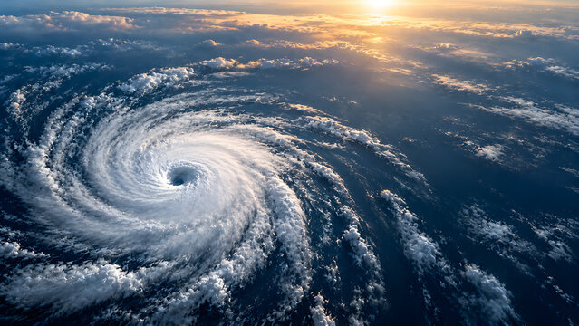 Tropical cyclone forming over open ocean from above