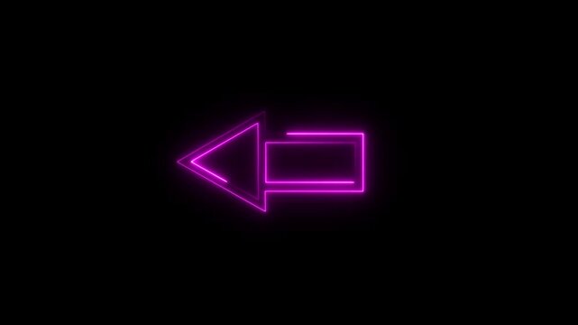 Neon arrow slides left to reveal a black background