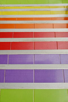 Texture or background of vibrant staircase ideas from a low-angle perspective.
