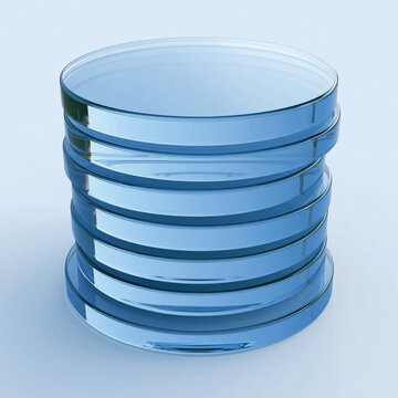 A stack of seven sterile petri dishes, symbolizing scientific research and experimentation