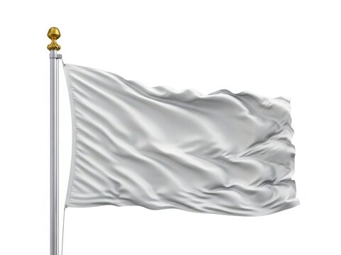 White flag waving in the wind on a pole