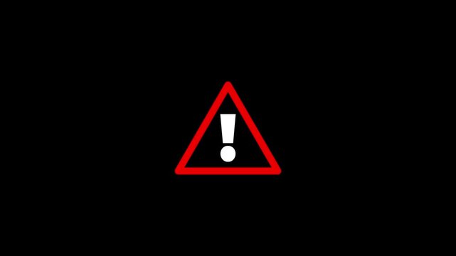 Alert icon isolated.Red triangular warning sign, isolated on transparent background.