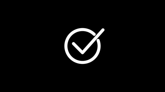 Checkmark animation symbol, yes approve choice, approved tick mark, verified symbol, yes icon, check mark.