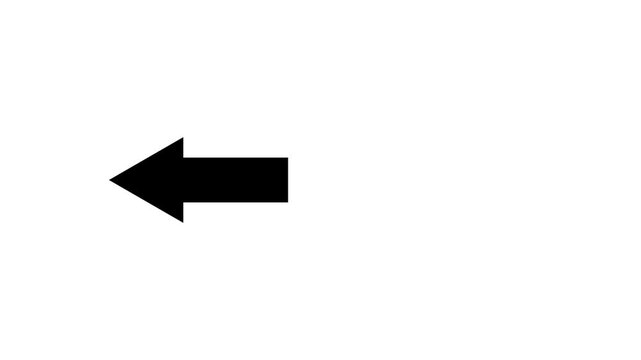 Directional arrow icon animation pointing left showing movement next step and progress. direction symbol indicating back or previous page.