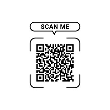 Black and white QR code matrix pattern, isolated on transparent background
