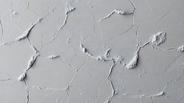 Abstract texture of gray spackle paste covering a cracked grid pattern with tool scratches.