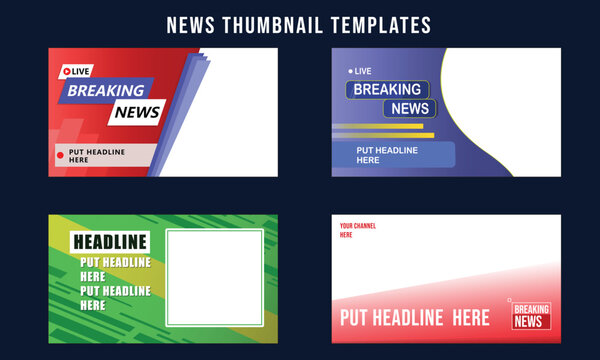 Breaking News Thumbnail Templates for Video Channels and Digital Media Content