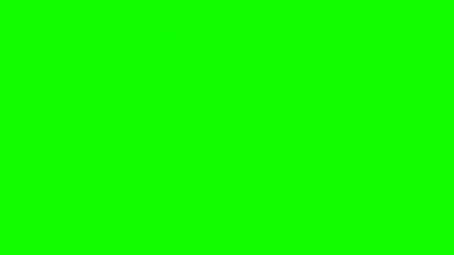 Black outline image picture gallery icon on green screen chroma key background for UI UX design
