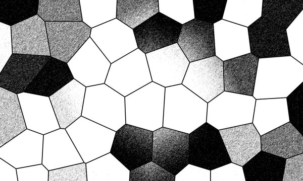 Geometric Abstract Pattern Featuring Hexagonal Shapes in Black and White