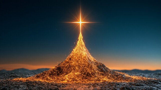 Abstract Business Growth Data Rising Into Star of Bethlehem, Corporate Christmas Concept