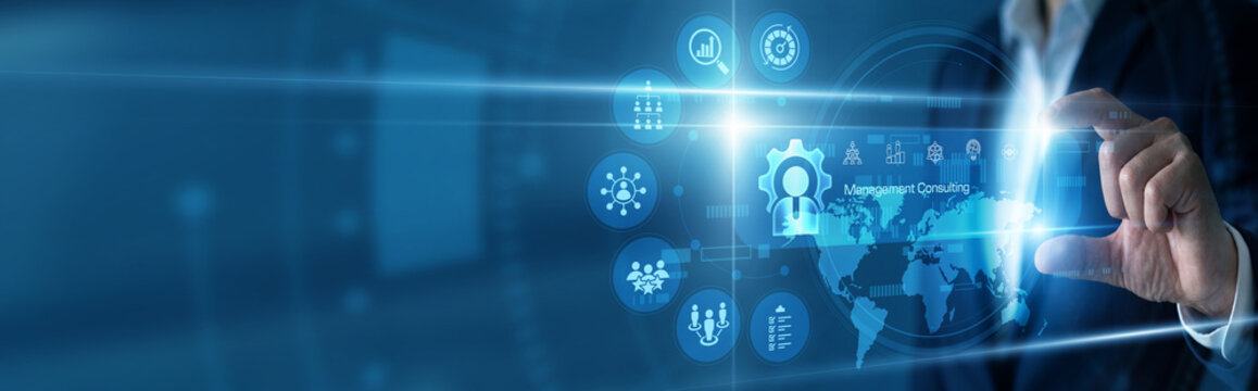 Strategic planning. Advisor provides expert Management Consulting for a corporate client, analyzing operational charts to improve organizational structure and boost firm profitability.