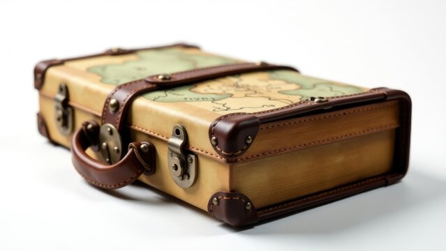 A small suitcase with a map on it