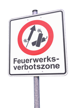 Verkehrszeichen - Verbot - Tafel - Feuerwerksverbotszone - Freisteller