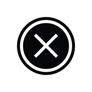 A minimalist circular icon featuring a bold cross symbol for close actions