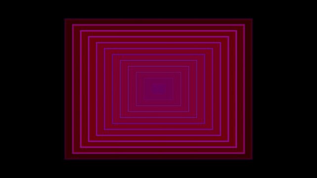 Concentric magenta rectangle shapes pulsating inward to create an infinite tunnel motion effect in this stylized digital animation sequence perfect for modern creative visual design projects