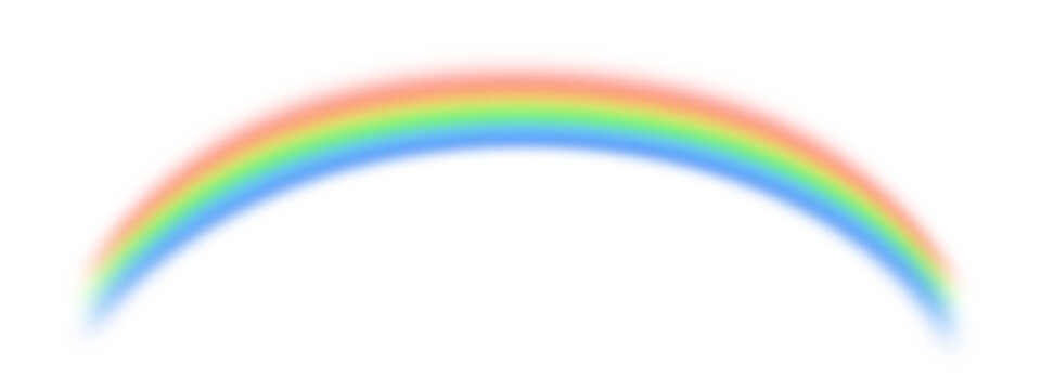 Colorful rainbow arc illustration isolated on white background in flat style. Simple gradient sky element for weather and nature design. Perfect for kids, spring, and greeting card projects.