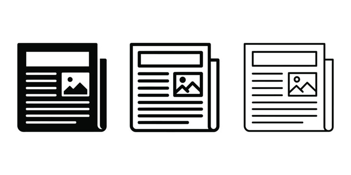 newspaper article icon silhouette vector outline and line art