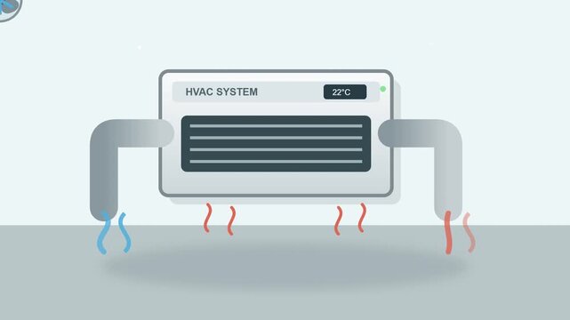 Havoc system wall unit cooling indoor air shown in animated motion video footage for smart home climate control technology concept