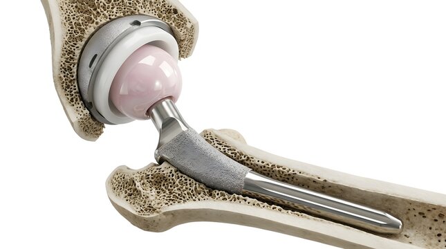 Medical cross section model of ceramic hip joint replacement prosthesis