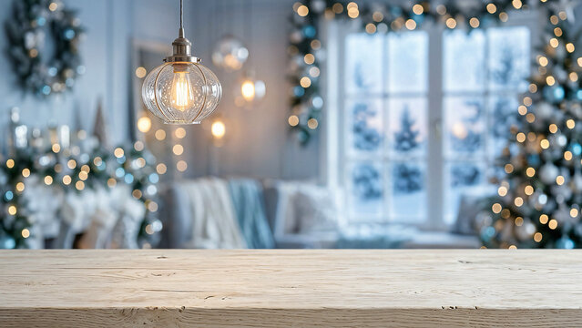 Pale Limewashed Wood Table As Clean Stage