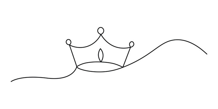 Minimalist continuous line drawing of a simple crown