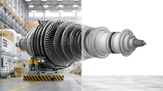 Industrial Turbine Assembly in Factory Setting