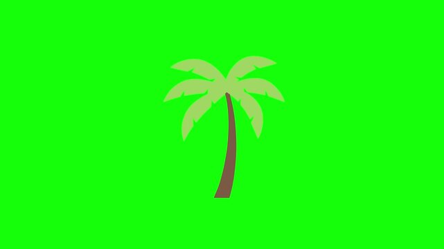 Minimalist vector palm tree illustration isolated against vibrant chroma key green background for digital graphic design projects