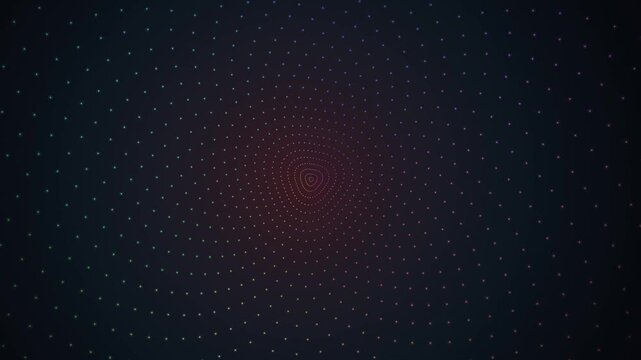 Abstract glowing particle tunnel animation with pulsing geometric triangle motion background