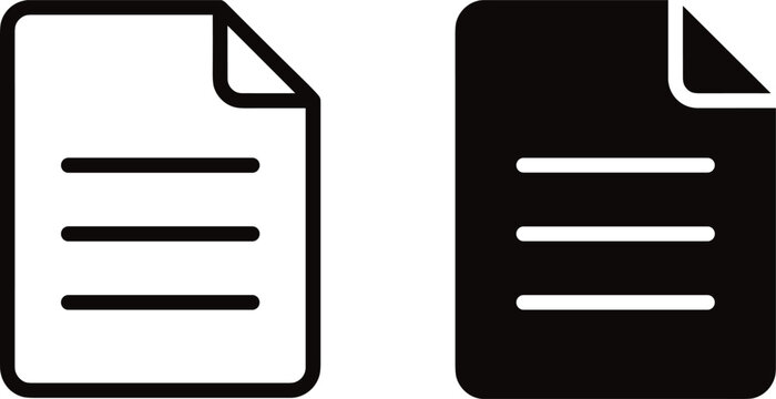 document file icons, two styles presented in a minimalist vector design featuring icon, graphic