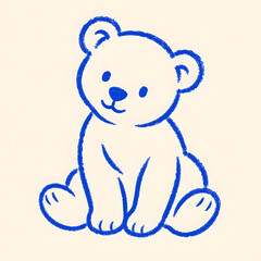 Obraz premium Cute blue line art teddy bear illustration for nursery decor and baby design projects.