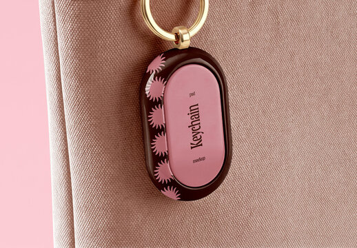 Oval Keychain Mockup