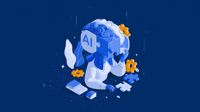 An innovative illustration depicting artificial intelligence integration with human cognition