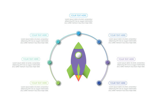 Business success concept vector illustration featuring a rocket launch with growth trajectory, startup innovation, strategy, planning, execution, analysis, idea, and business development