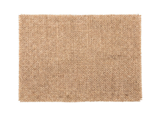 Rough woven burlap fabric texture on transparent background