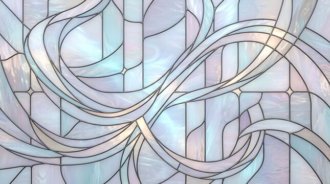 Abstract stained glass pattern with flowing curved lines