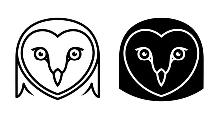 Obraz premium Minimalist Owl Icons, Vector Art, Simple Bird Face Graphics, Black and White Animal Symbols for Branding and Design