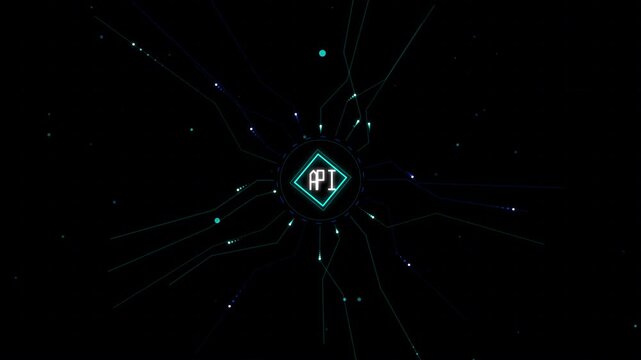 Api integration technology concept, digital data flow and cyber security network background, application programming interface