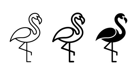 Obraz premium Flamingo Icons, Tropical Bird Silhouettes, Elegant Wildlife Vector Graphics, Minimalist Animal Art for Design