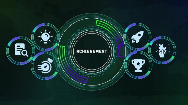 Modern glowing tech HUD interface highlighting business innovation and creative solutions