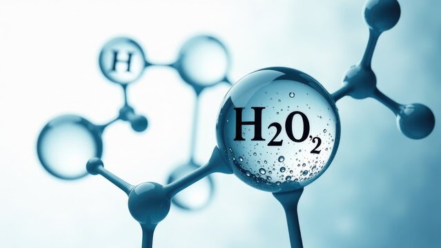 A glass ball with the H2O2 label, perfect for representing hydrogen peroxide or a science-themed event
