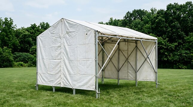 Portable Shelter Tent Set Up for Outdoor Event Utility in Open Field
