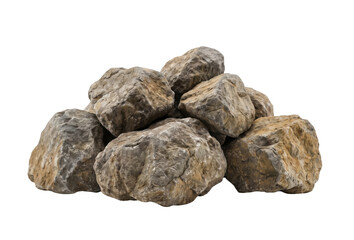 Pile of rough, textured natural stones on transparent background © Vova7