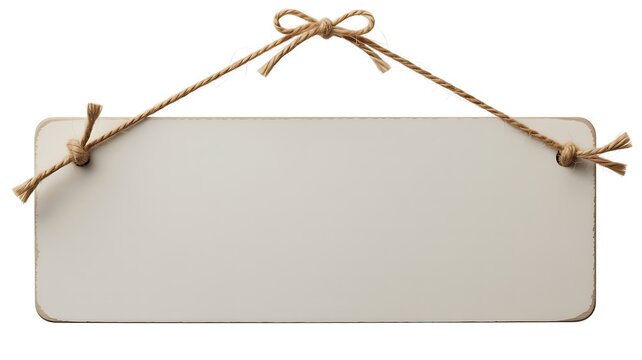 Blank wooden hanging sign with rope isolated on white background for custom message