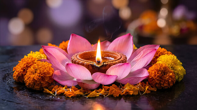 Celebrating the festival of lights diwali's radiant glow symbolizing the triumph of good over evil and