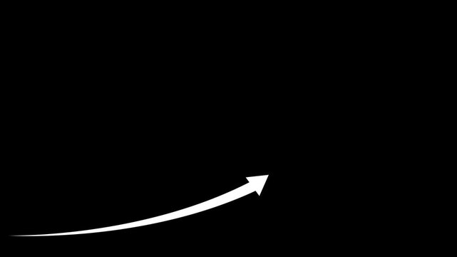 Animation of business graph with up arrow. hand drawn white arrow on transparent background. Abstract arrow growth chart of economy icon animated down to up arrow animation direction animation.