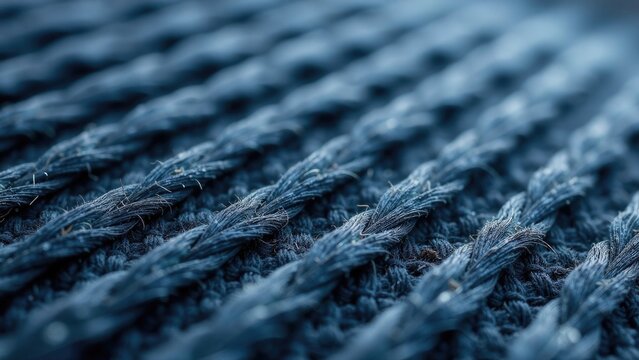 Close-up of blue knit material