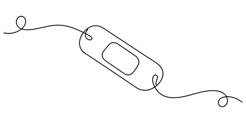 Obraz premium Medical adhesive plaster bandage drawn in minimalist continuous line style on white background for healthcare first aid and skin healing illustration concepts.