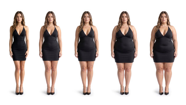 female body shape transformation and weight stages