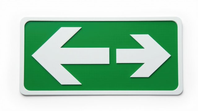 A green sign with two arrows pointing in opposite directions, suitable for representing choices, decisions, or directions